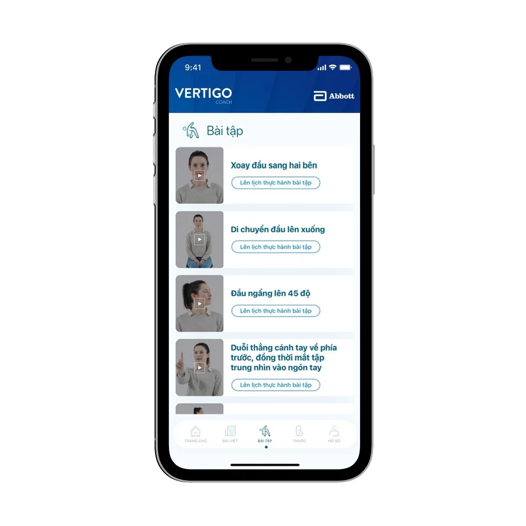 Vertigo Coach cung cấp video hướng dẫn các bài tập tại nhà